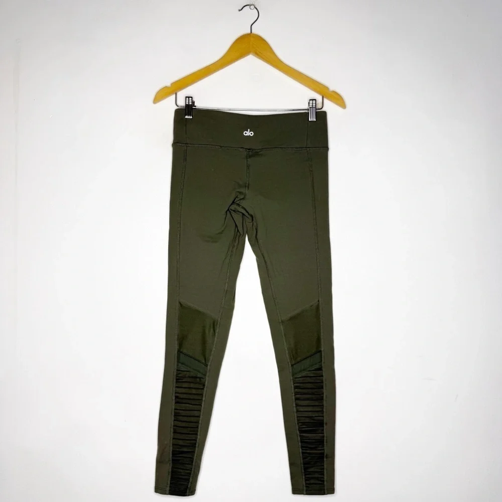 Alo Yoga Women's High Waist Moto Legging Leggings Green Size Small